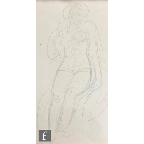 530 - WILLIAM EDWARD FROST (1810-1877) - Study of a female nude, pencil sketch, framed, 13.5cm x 7.5cm, al... 