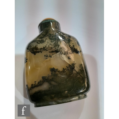 164 - A collection of late Qing Dynasty (1644-1912) snuff bottles, to include a moss agate example with a ... 