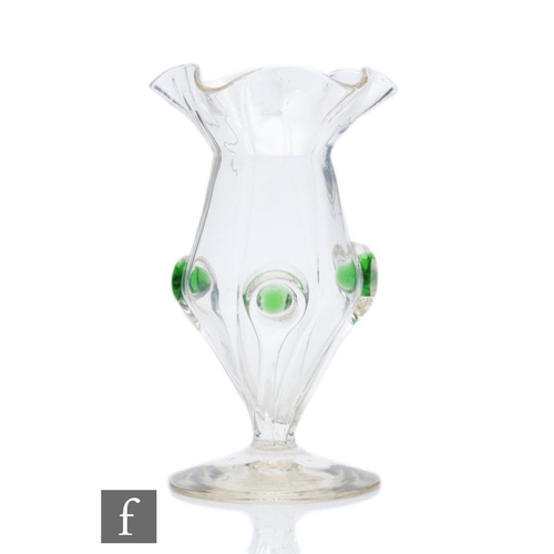 318 - An early 20th Century Stuart & Sons clear crystal glass vase, of footed ovoid form with flared w... 