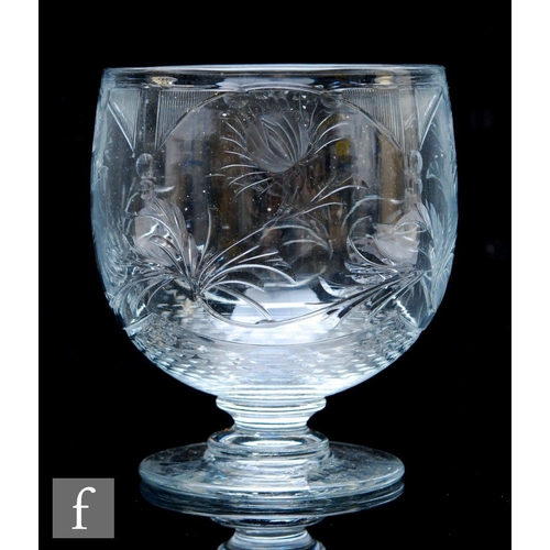 314 - A 20th Century Stourbridge clear crystal large glass goblet, possibly Thomas Webb, the ovoid bowl wi... 