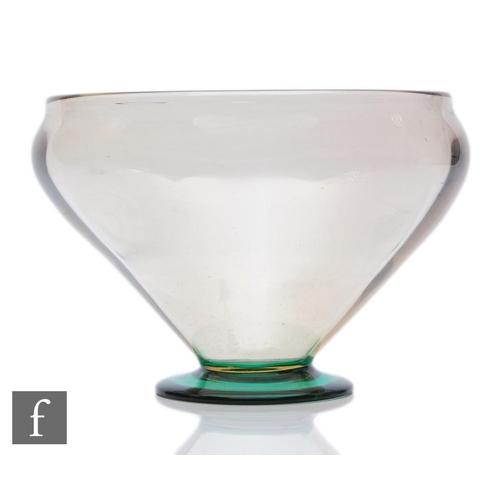 315 - A large 20th Century footed glass bowl, attributed to Strombergshyttan, the high shouldered bowl wit... 