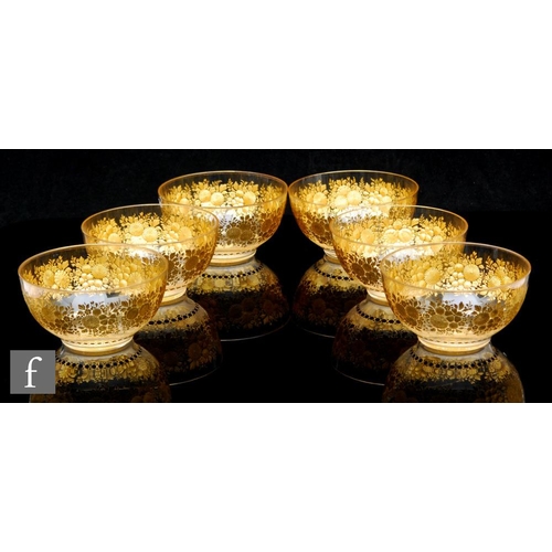 333 - A set of six early 20th Century clear crystal finger bowls circa 1900, possibly Moser, the ovoid bow... 