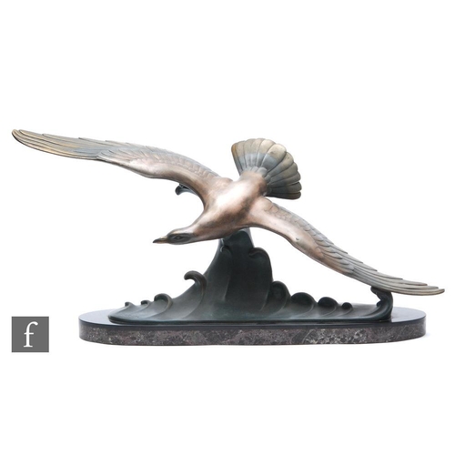 902 - A 20th Century French cold painted spelter study after Louis-Albert Carvin, modelled as a sea bird i... 