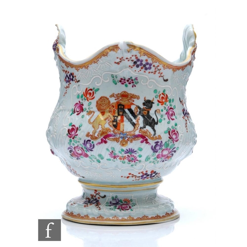 106 - A late 19th Century Sampson copy of a Chinese export ware vase with heraldic decoration, spurios cha... 