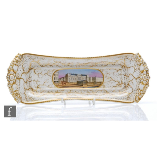12 - A 19th Century Doe & Rogers Worcester pen tray decorated with a hand painted view of St. Leonard... 