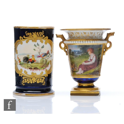 25 - A 19th Century Flight Barr & Barr Worcester twin handled vase titled A Fern Cutters Child with a... 