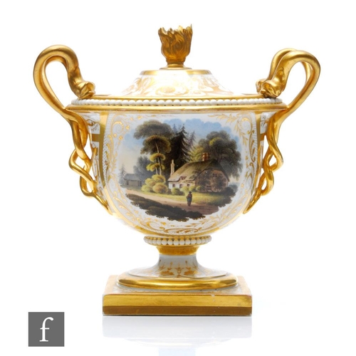 36 - A 19th Century Flight Barr & Barr Royal Porcelain Works Worcester twin handled vase and cover de... 