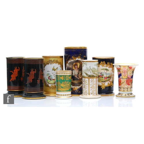 54 - A collection of assorted 19th and early 20th Century spill vases of varying cylindrical form to incl... 