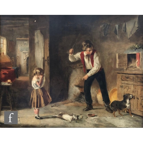 500 - ALFRED W. COOPER (FLOURISHED 1850-1901) - 'The scolded dog', oil on canvas, signed and indistinctly ... 