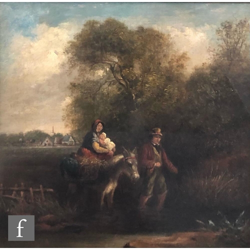 508 - CIRCLE OF WILLIAM COLLINS, RA (1788–1847) - A travelling family with a donkey in a wooded landscape,... 