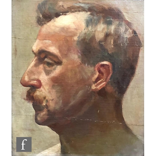 509 - ENGLISH SCHOOL (EARLY 20TH CENTURY) - Profile portrait of a gentleman, bust length, oil on canvas la... 