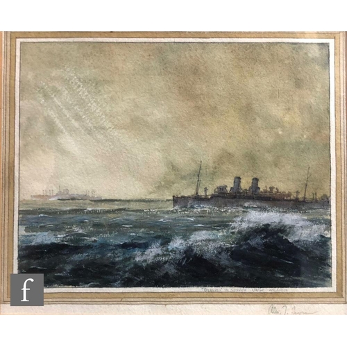 510 - ALEX J. INGRAM (MID 20TH CENTURY) - 'Otranto' in Convoy 1/6/42, Atlantic', watercolour, signed, fram... 