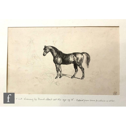 542 - SIR FRANK SHORT, RA, PPRE (1857–1945) - Study of a horse, pen and ink drawing, signed with initials,... 