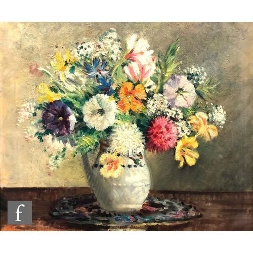 556 - MARGARET FISHER PROUT (1875-1963) - 'Summer flowers in a vase', oil on canvas, signed and dated 1919... 