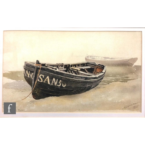 559 - EDWARD DUNCAN (1803-1882) - 'Mumbles oyster boat', watercolour, signed and inscribed, dated 1855, 19... 