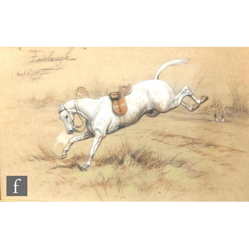 562 - BASIL NIGHTINGALE (1864-1940) - 'Furlough' a runaway horse, watercolour and body colour on buff pape... 