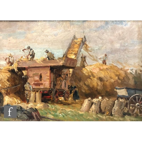 564 - FREDERICK WILLIAM NEWTON WHITEHEAD (1853-1938) - Harvest Time, oil on canvas, signed, framed, 21cm x... 