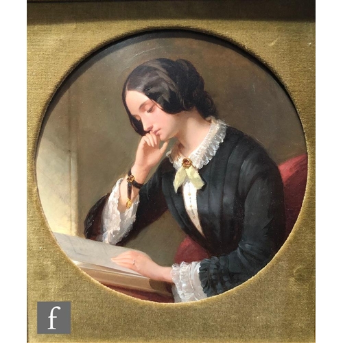 568 - ATTRIBUTED TO CHARLES BAXTER (1809-1879) - The Young Widow, oil on panel, circular, framed, diameter... 