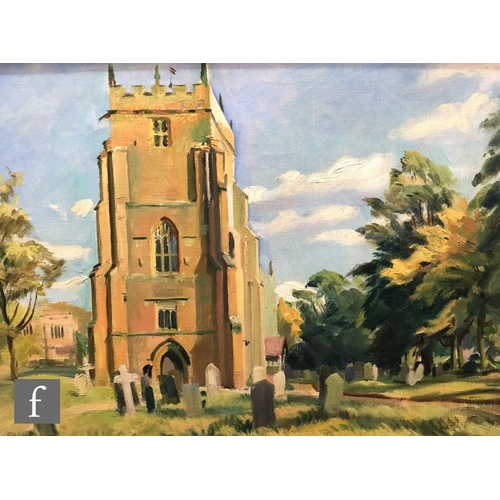 574 - SYLVIA ROCHFORD (MID 20TH CENTURY) - Wedding day at St. Nicolas Church, Nuneaton, oil on canvas, sig... 