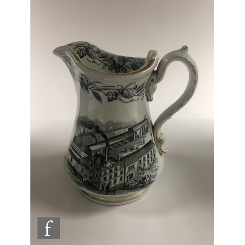 101 - A 19th Century water jug decorated with a two scenes of Johnson's XXX Tunstall Brewery with text ben... 