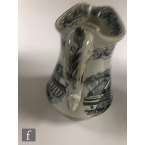 101 - A 19th Century water jug decorated with a two scenes of Johnson's XXX Tunstall Brewery with text ben... 