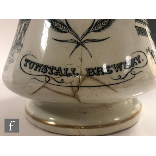 101 - A 19th Century water jug decorated with a two scenes of Johnson's XXX Tunstall Brewery with text ben... 