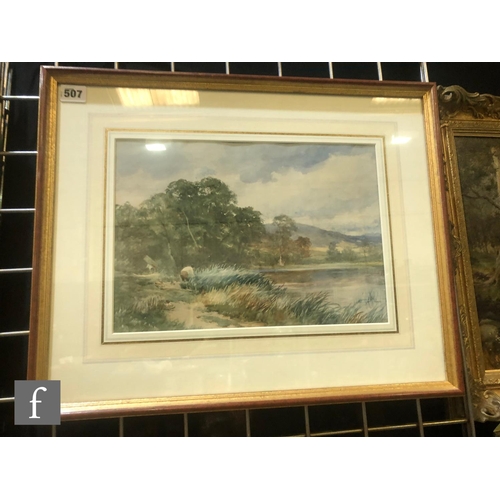 507 - DAVID BATES (1840-1921) - 'A pool near Malvern', watercolour, signed, bears title verso, framed, 24c... 