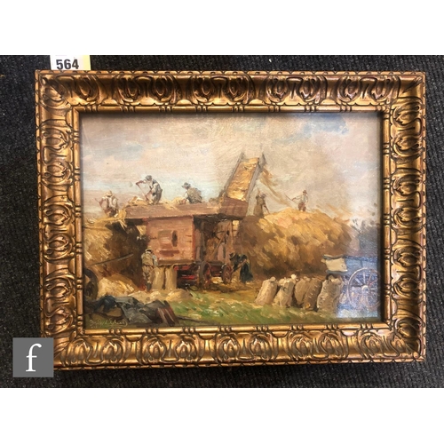 564 - FREDERICK WILLIAM NEWTON WHITEHEAD (1853-1938) - Harvest Time, oil on canvas, signed, framed, 21cm x... 