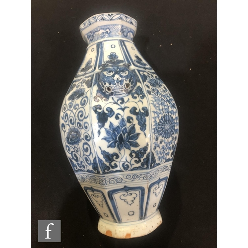 171 - A collection of Chinese blue and white vases, to include a Gu vase with phoenix, height 31cm, a face... 