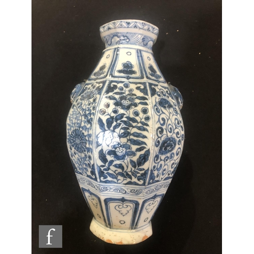 171 - A collection of Chinese blue and white vases, to include a Gu vase with phoenix, height 31cm, a face... 