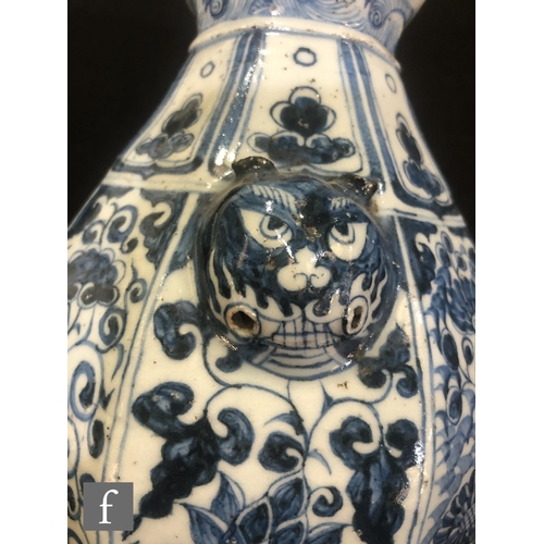 171 - A collection of Chinese blue and white vases, to include a Gu vase with phoenix, height 31cm, a face... 