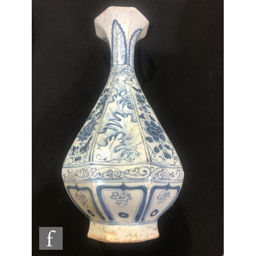 171 - A collection of Chinese blue and white vases, to include a Gu vase with phoenix, height 31cm, a face... 