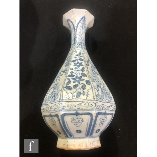 171 - A collection of Chinese blue and white vases, to include a Gu vase with phoenix, height 31cm, a face... 