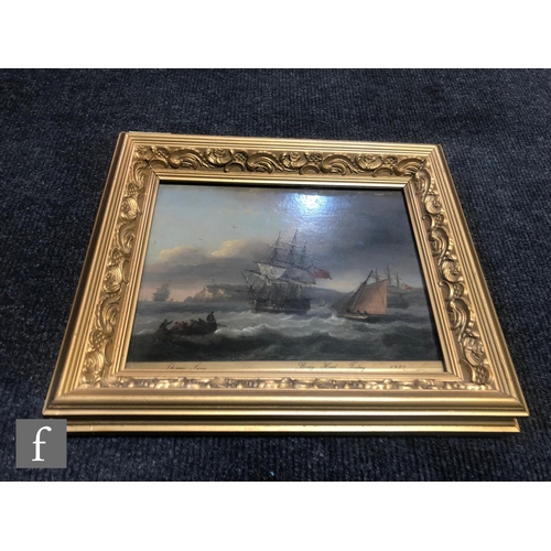 579 - ATTRIBUTED TO THOMAS LUNY (1759–1837) - Ships of the Line and other vessels off Berry Head, oil on p... 