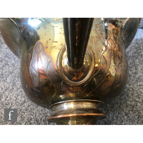 363 - A late Victorian silver plated samovar, the square section plinth base raised on scrolling acanthus ... 