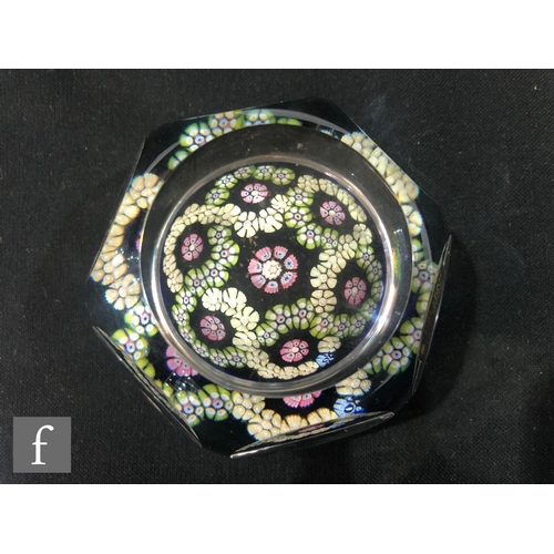 188 - A Whitefriars paperweight designed by Geoffrey Baxter, with a millefiori canopy of interwoven rings ... 