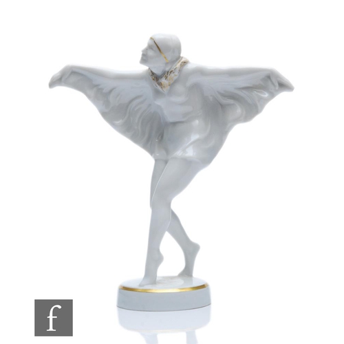 576 - Karl Tutter - Hutschenreuther - An Art Deco porcelain figure modelled as a butterfly dancer in the m... 