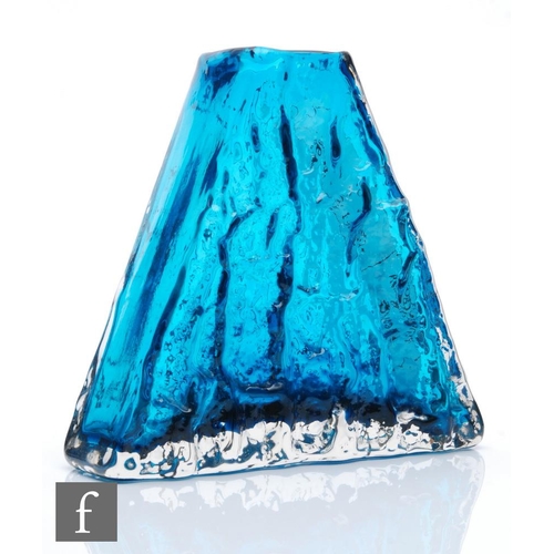 728 - Geoffrey Baxter - Whitefriars - Pyramid vase in Kingfisher Blue, pattern number 9674, height 17.5cm.