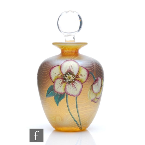 1211 - Terri Colledge and Dean Hopkins - Okra - A contemporary studio glass scent bottle of ovoid form, dec... 