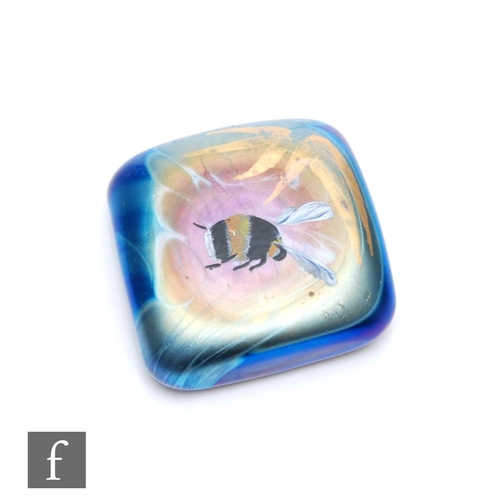 1213 - Terri Colledge - Okra - A contemporary studio glass button weight of rounded square section, hand en... 