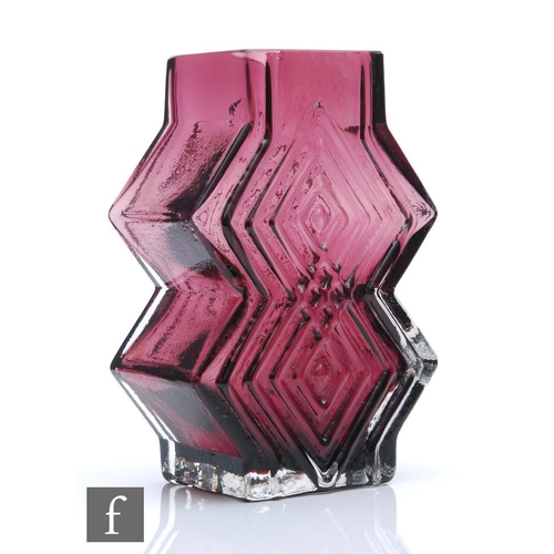 837 - Geoffrey Baxter - Whitefriars - A Double Diamond vase, pattern number 9759, in Aubergine, height 15.... 