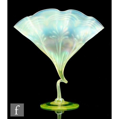 111 - John Walsh Walsh - An early 20th Century Opaline Brocade glass vase of conical form with pleated rim... 