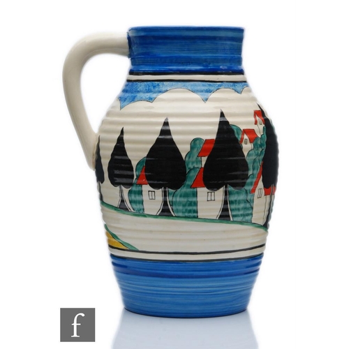 236 - Clarice Cliff - May Avenue - A single handled lotus jug circa 1933, hand painted with a stylised tre... 