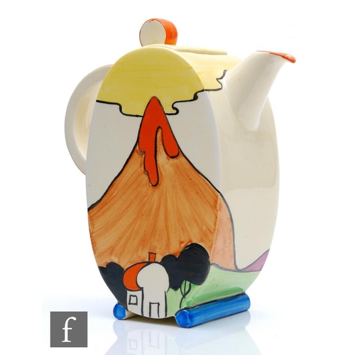 239 - Clarice Cliff - Mountain - A Bon Jour shape coffee pot circa 1933, hand painted with a stylised tree... 