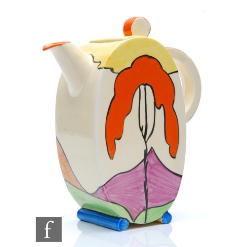 239 - Clarice Cliff - Mountain - A Bon Jour shape coffee pot circa 1933, hand painted with a stylised tree... 