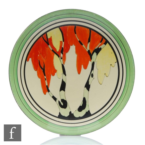 242 - Clarice Cliff - Honolulu - A circular dish form plate circa 1933, hand painted with a stylised tree ... 