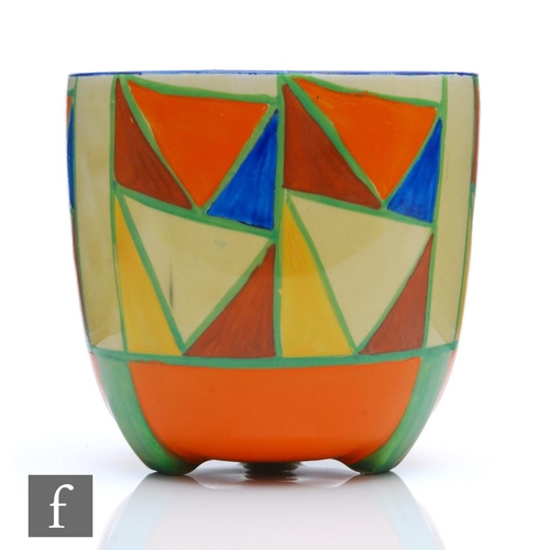 288 - Clarice Cliff - Original Bizarre - A small size Dover Jardinière circa 1928, hand painted with panel... 