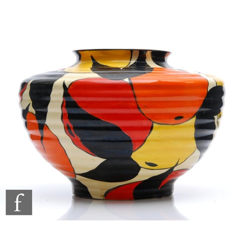 360 - Clarice Cliff - Oranges & Lemons - A large 356 Kidney shape vase circa 1930, hand painted with f... 