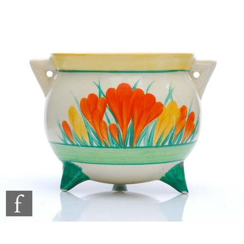 362 - Clarice Cliff - Sungleam - A small size cauldron circa 1930, hand painted with orange and yellow Cro... 