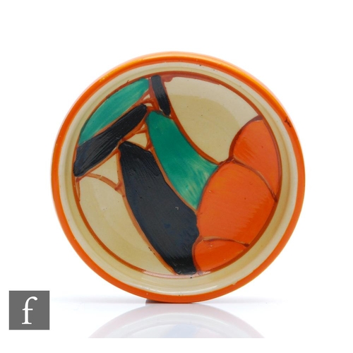 372 - Clarice Cliff - Orange Gardenia - A small pin dish circa 1930, hand painted with stylised flowers an... 